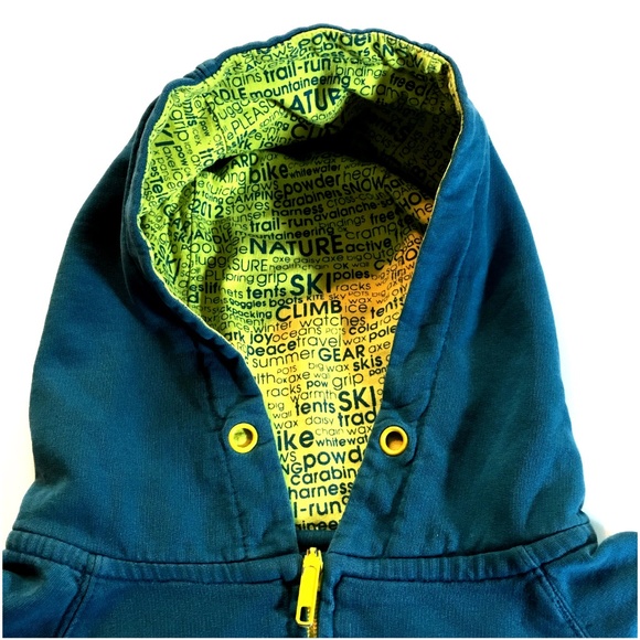 *3/$25* Teal & Lime Green Backcountry Goat Hoodie - Picture 4 of 6